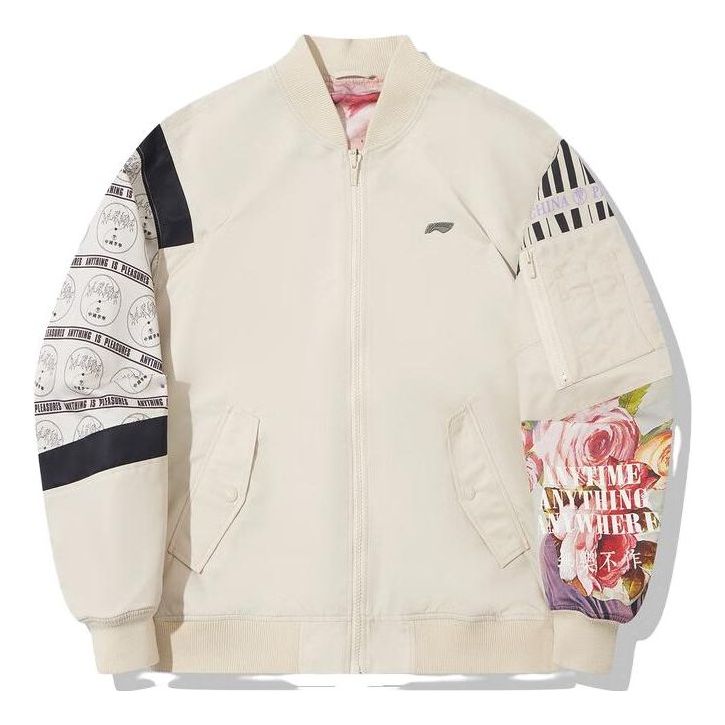 Bomberjakke Li-Ning PLEASURES Graphic Bomber Jacket Beige | AJDT753-2