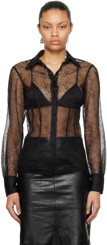 Skjorte Helmut Lang Helmut Lang Lace Fitted Shirt Sort | N09HW508, 0