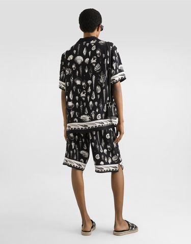 Skjorte Dolce & Gabbana Dolce & Gabbana Shell-Print Crepe Marocaine Hawaii Shirt Sort | G5JH9THI1ZFHN5PI, 2