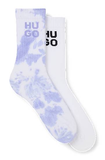 Sokker BOSS Two-Pack of Ribbed Short Socks with Stacked HUGO Logos Lilla | 50537570, 0