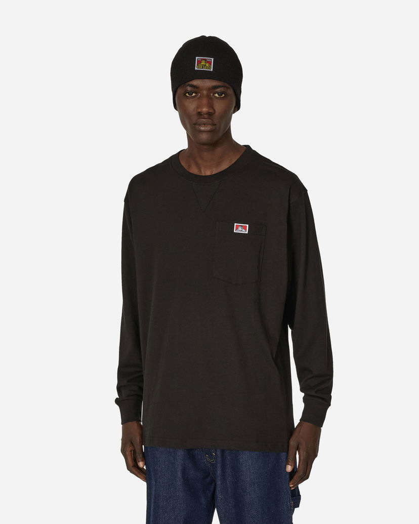T-shirt Ben Davis Classic Label Pocket Long Sleeve T-Shirt Sort | BEN934 001