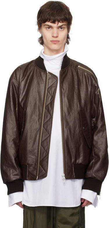 Bomberjakke Dries Van Noten Dries Van Noten Faux-Leather Bomber Jacket Brun | 251-020515-1502, 0