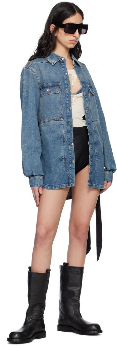 Skjorte Rick Owens Rick Owens DRKSHDW Hollywood Denim Overshirt Blå | DS01E3705 DWB, 3