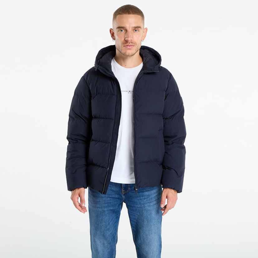 Puffer jakke Tommy Hilfiger Tommy Hilfiger Water Repellent Down Hooded Puffer Jacket Mørkeblå | MW0MW40616 DW5