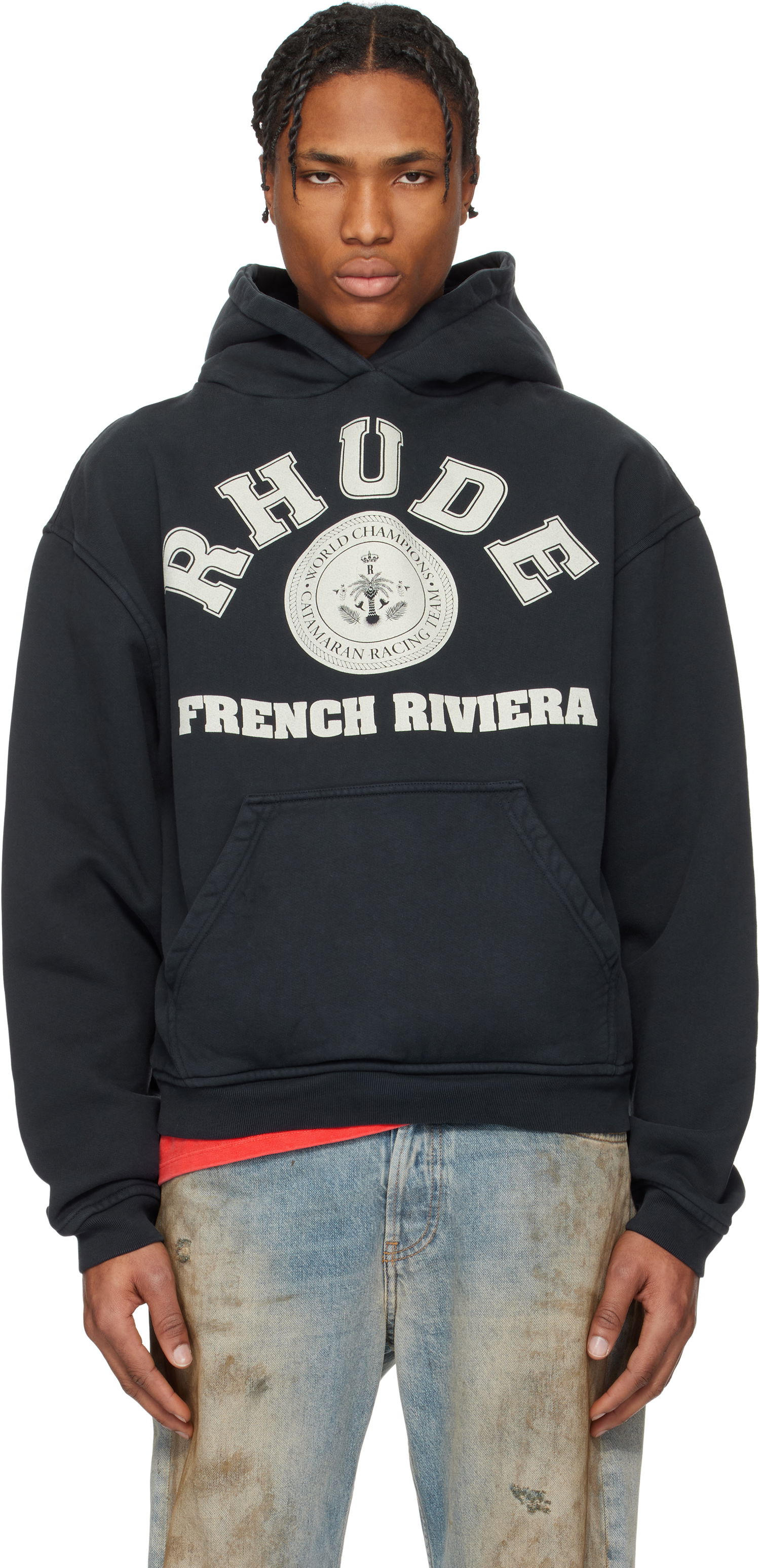 Sweatshirt Rhude Rhude 'French Riviera' Graphic Hoodie Sort | RHPS25HO04012, 0