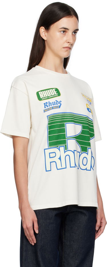 T-shirt Rhude Rhude Roadway Racing T-Shirt Hvid | RHPF25TT11012, 4