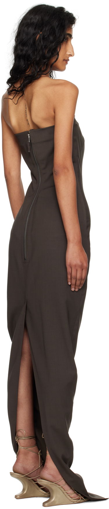 Kjole Rick Owens Rick Owens Concordians Bustier Maxi Dress Brun | RP02E4524 WST, 2