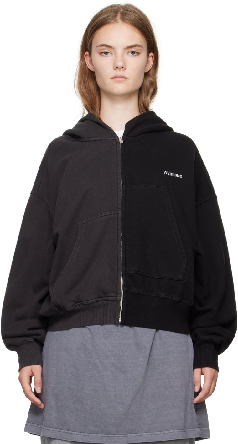 Sweatshirt We11done Unbalance Zip-Up Hoodie Sort | WD-TJ2-24-816-U-MX