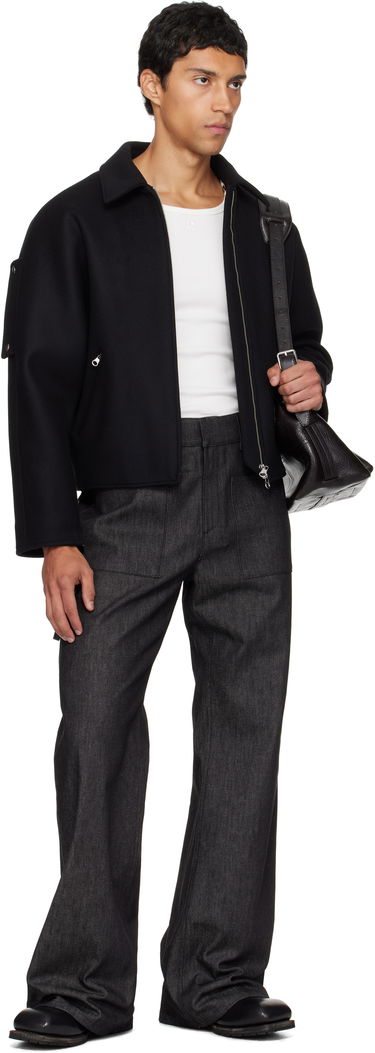 Bomberjakke Courrèges Courrèges Embroidered Wool Bomber Jacket Sort | 325CBL308WO0118, 3