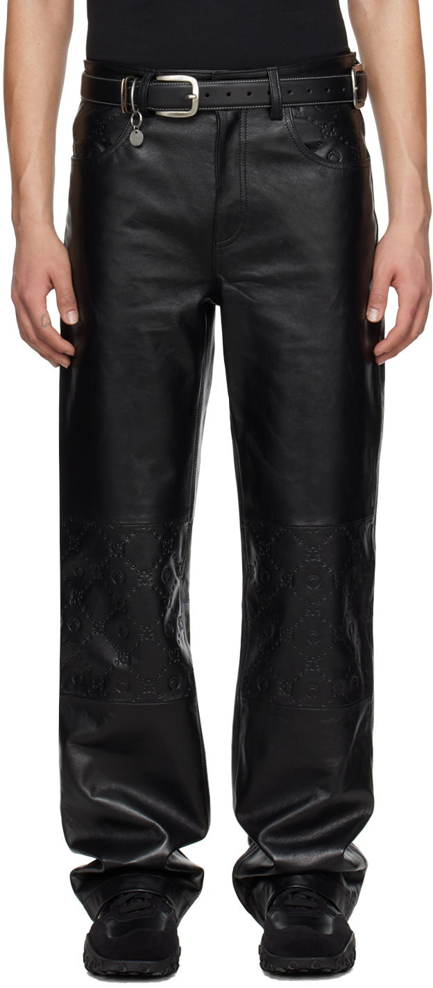 Bukser Marine Serre Marine Serre Embossed Leather Pants Sort | MPA013 CLEA0030
