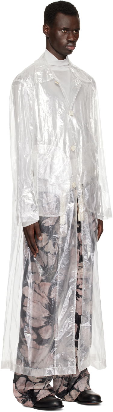 Regnfrakke Dries Van Noten Dries Van Noten Transparent Nylon Long Coat Hvid | 251-020213-1257, 1