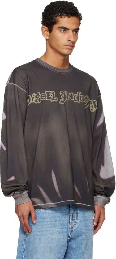 T-shirt Diesel VESEL Industry Graphic Faded Long-Sleeve Crewneck T-shirt Grå | A21854-0BKBY-98BA, 1