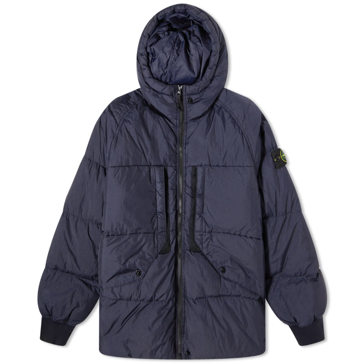 Jakke Stone Island Crinkle Reps Hooded Down Mørkeblå | 7915407-V0020, 0