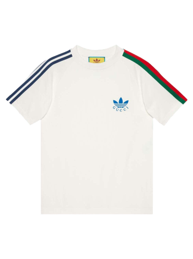 T-shirt Gucci adidas x Trefoil Print T-Shirt Hvid | 692114 XJEK5 9280