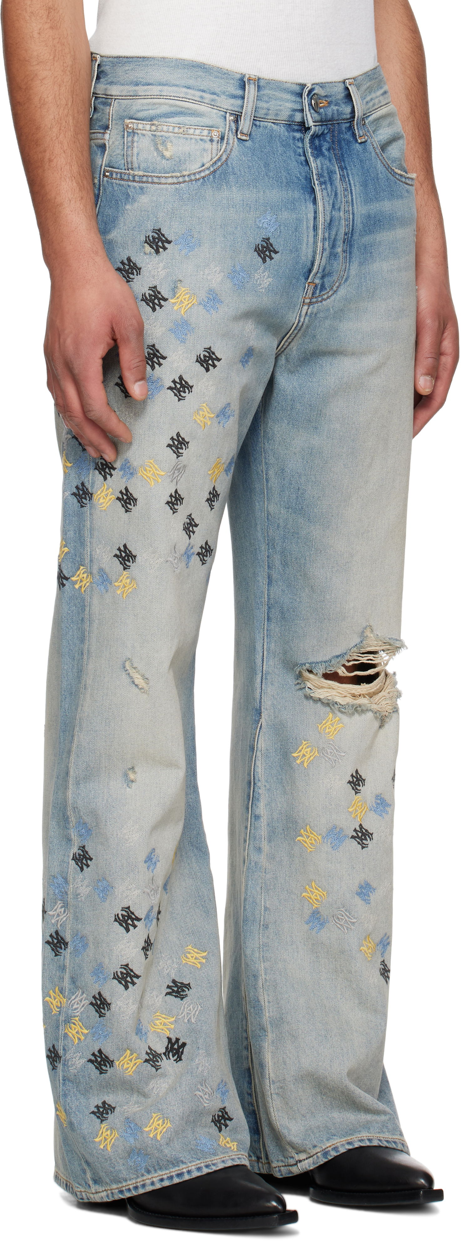 Jeans AMIRI AMIRI MA Quad Embroidered Flare Jeans Blå | AMDNFR1015, 1