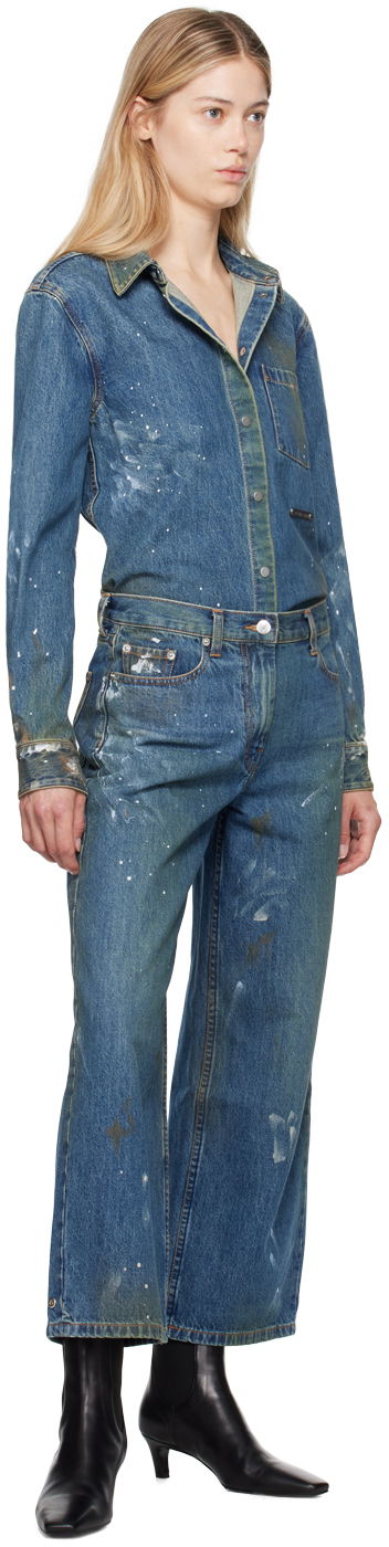 Jeans Helmut Lang Painted Wide Leg Jeans Blå | O05DW202, 3