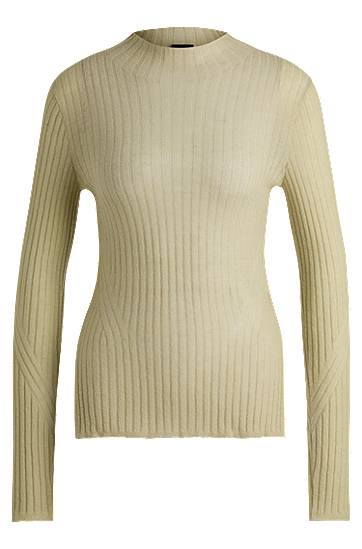 Sweater BOSS Slim Fit Wool Blend Ribbed Sweater Grøn | 50519155