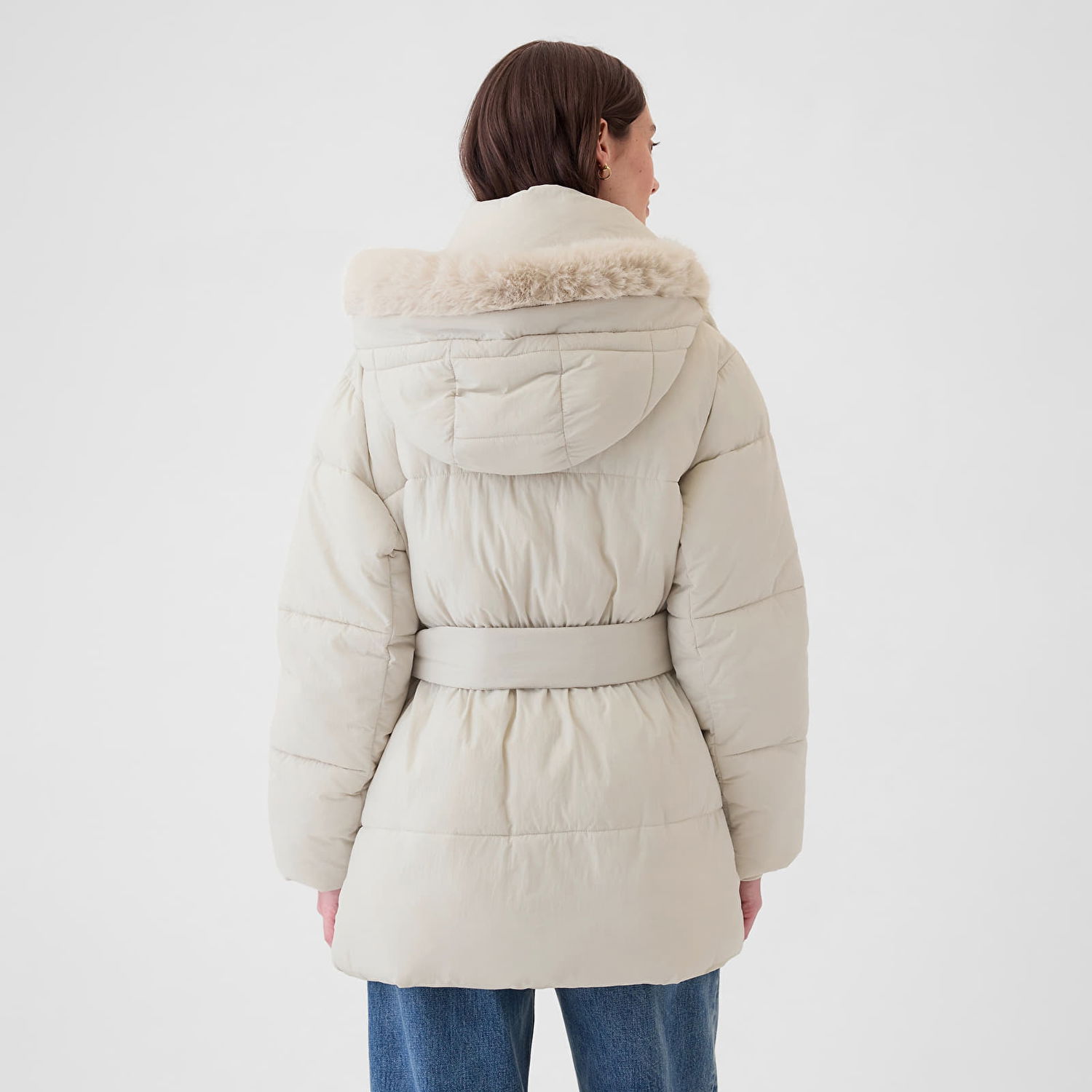 Jakke GAP Jacket Puffer Midi Coat Regular Grey XS Beige | 520185-00, 1