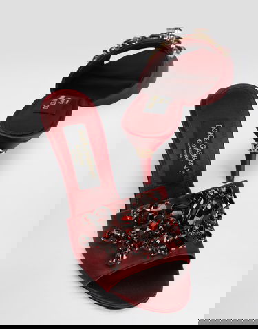 Sneakers og sko Dolce & Gabbana Satin Mules With Gemstone Embellishment Rød | CR1825C9S4680305, 3