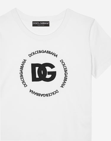 T-shirt Dolce & Gabbana Jersey T-shirt With Dg Logo Hvid | F8T00ZGDB5UW0800, 2