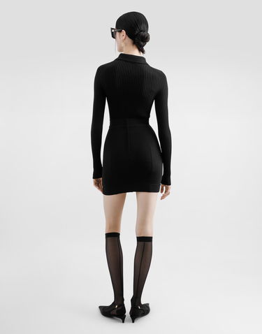 Sweater Dolce & Gabbana Dolce & Gabbana Women's Ribbed Wool Polo Sweater Sort | FXZ17TJCVXGN0000, 2