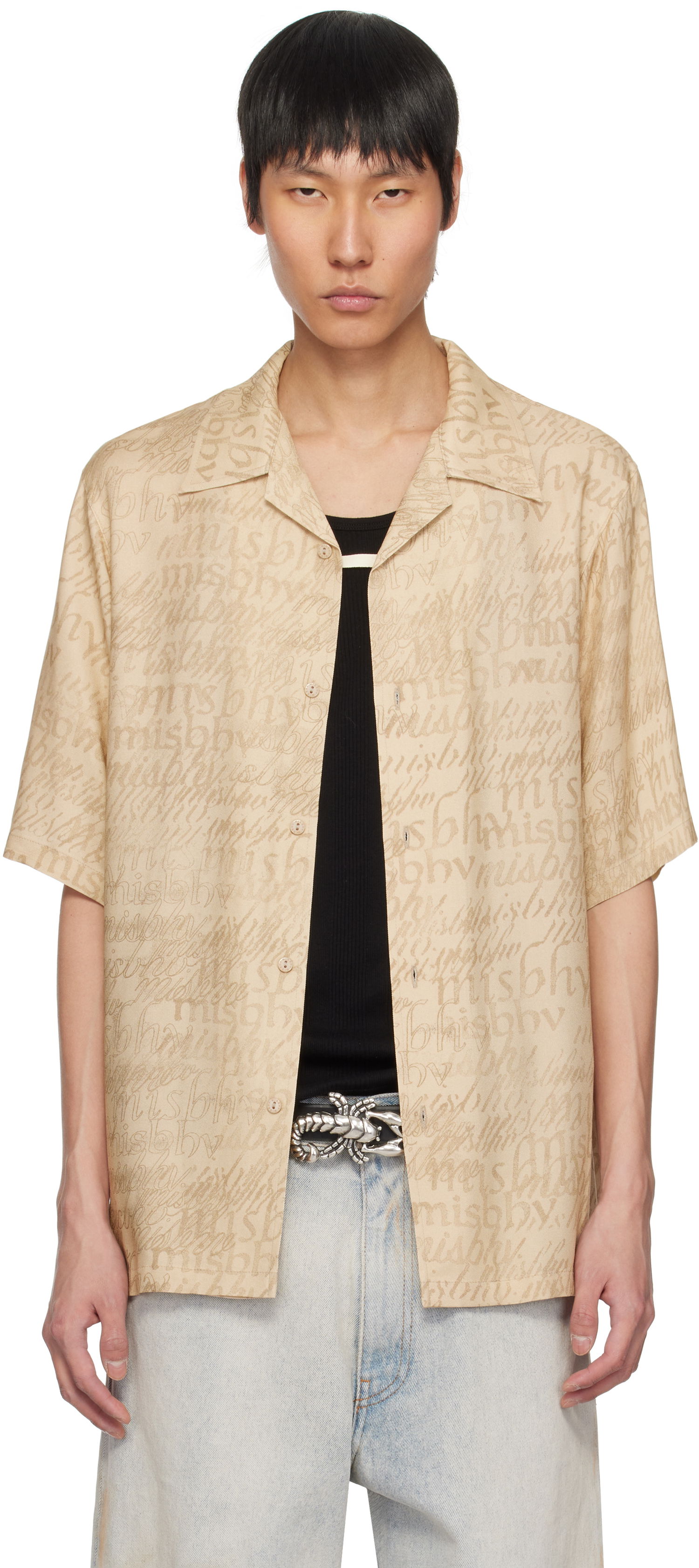 Skjorte MISBHV MISBHV All Over Print Viscose Shirt Beige | 250M132, 0