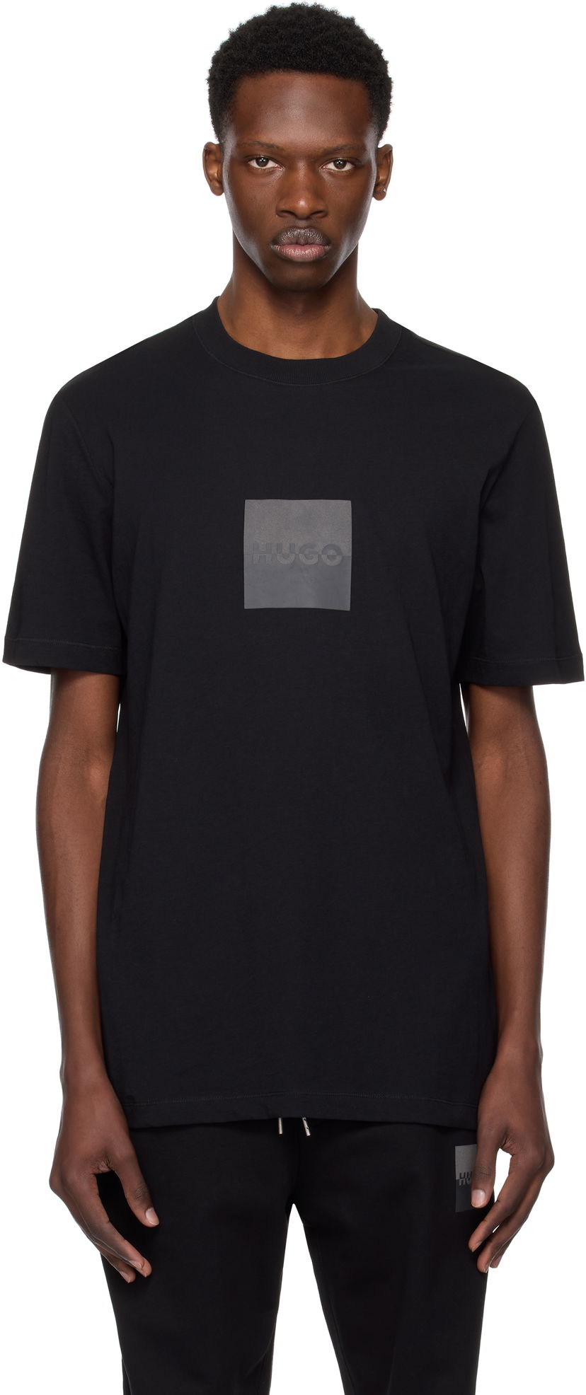 T-shirt BOSS Hugo Cotton Jersey Split Logo T-Shirt Sort | 50542784