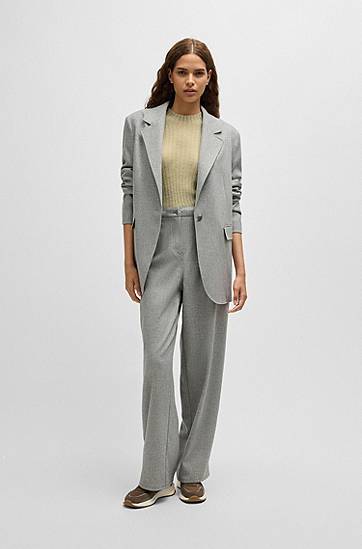 Sweater BOSS Slim Fit Wool Blend Ribbed Sweater Grøn | 50519155, 1