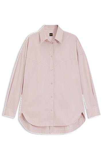 Skjorte BOSS Oversized Cotton Poplin Blouse Lyserød | 50543546