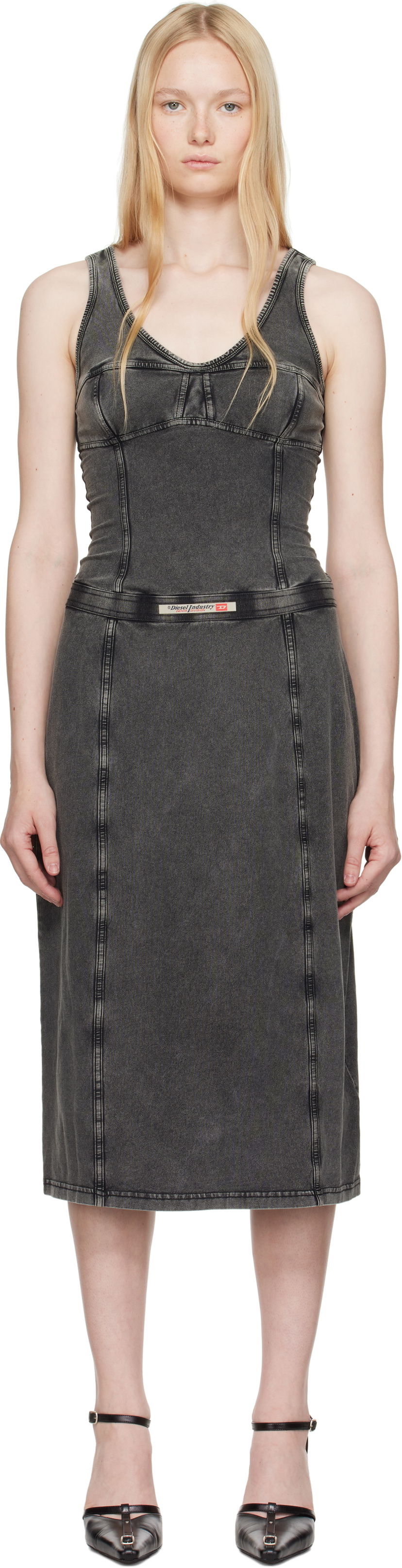 Kjole Diesel Diesel D-Inny Midi Dress Grå | A16591 0NJBJ