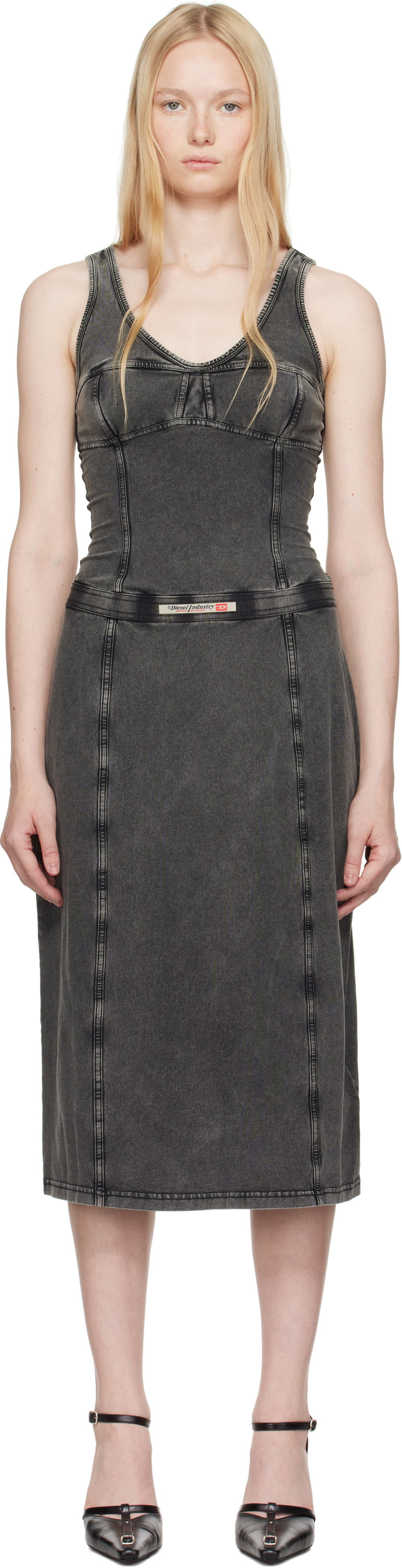 Kjole Diesel Diesel D-Inny Midi Dress Grå | A16591 0NJBJ, 0