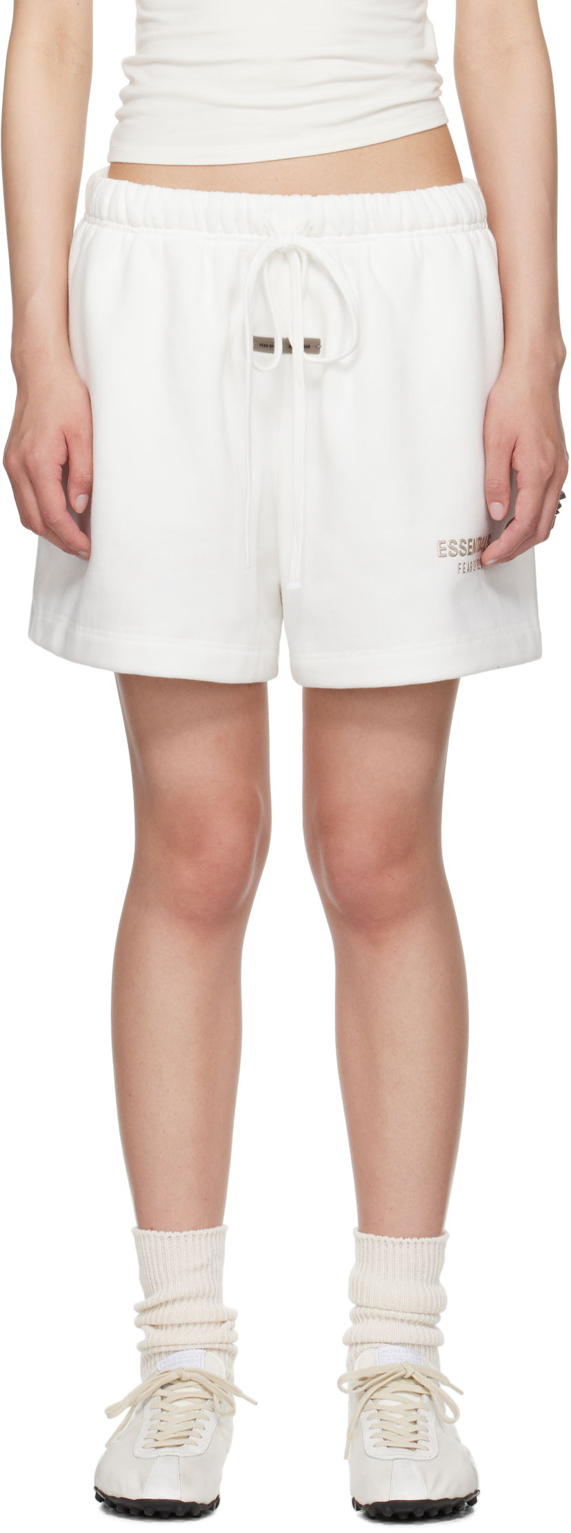Shorts Fear of God ESSENTIALS Fleece Soccer Shorts Hvid | 160SP255714FW