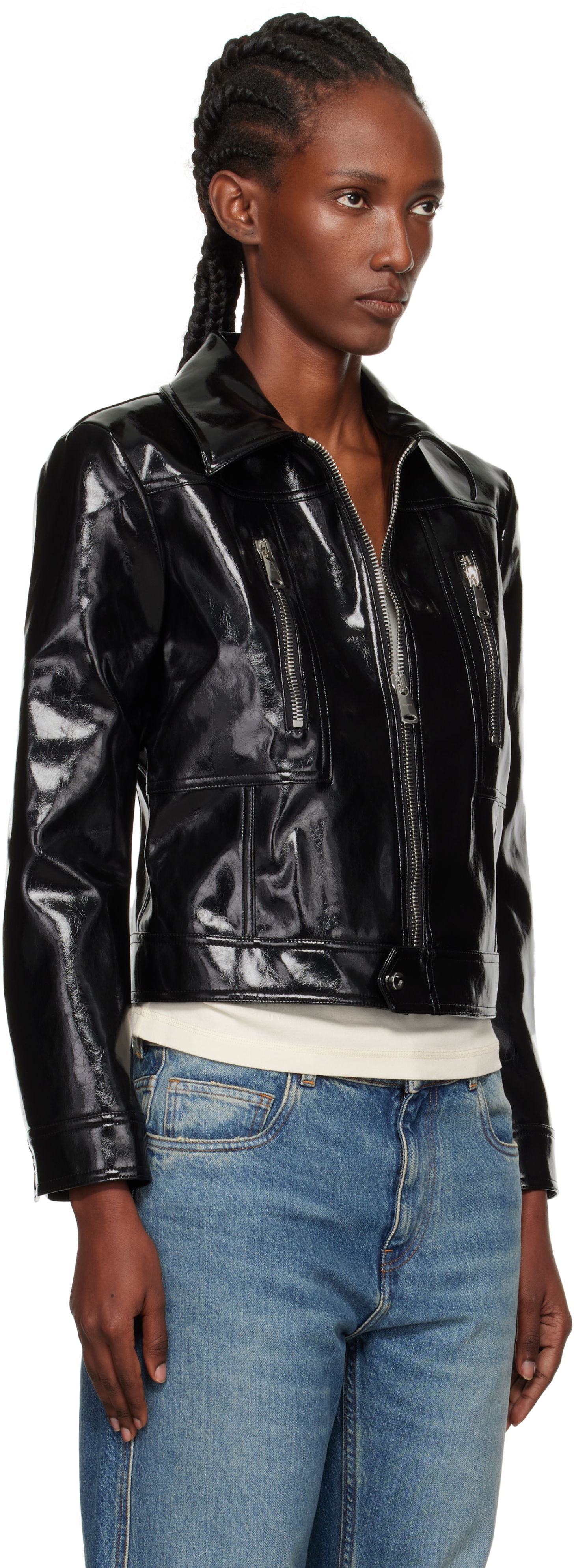Jakke Coperni Coperni Cactus Faux-Leather Jacket Sort | COPBL34F6054, 1
