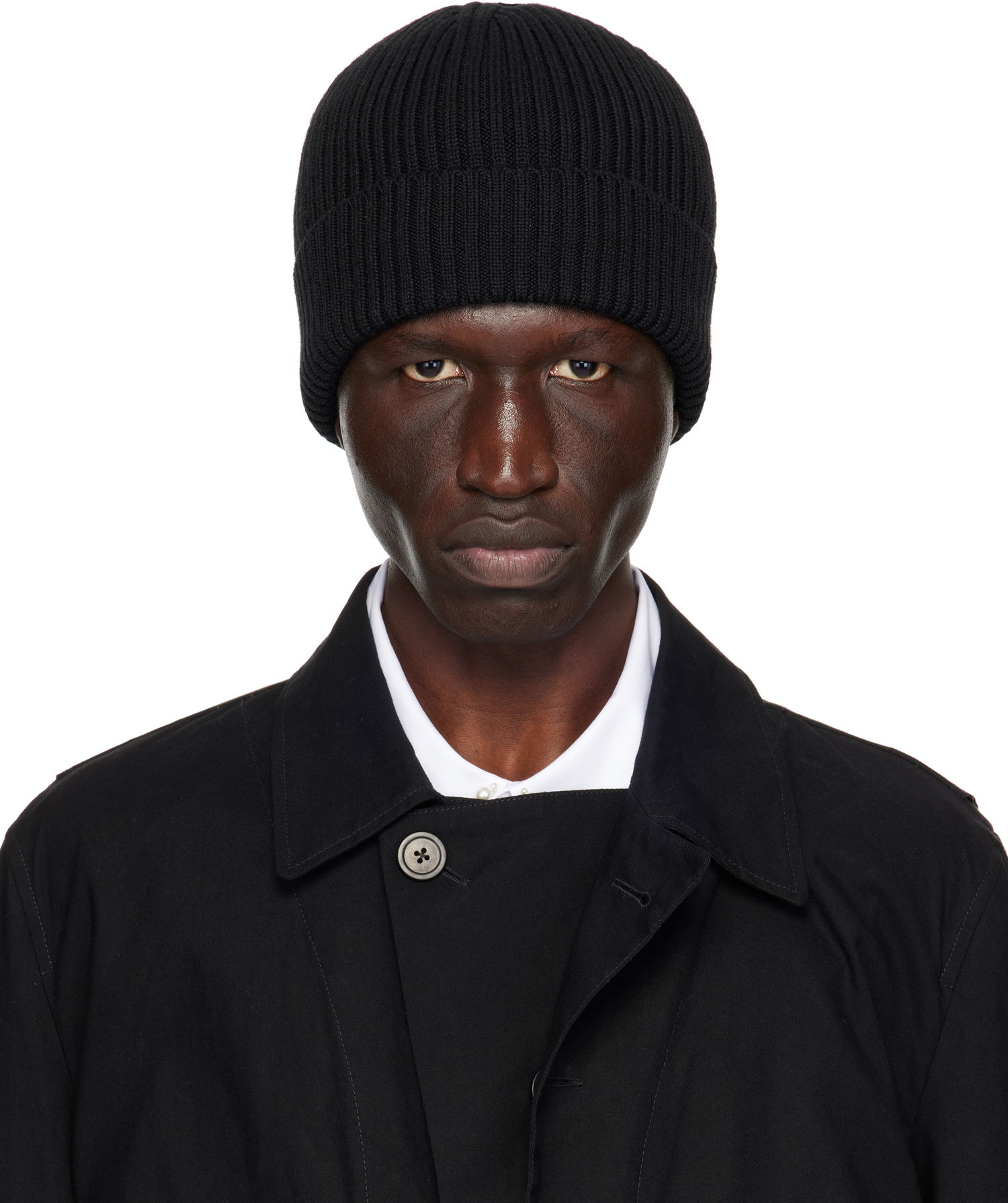 Beanie Ann Demeulemeester Ribbed Knit Beanie Sort | 2402-U-HT17-KN045-099, 0