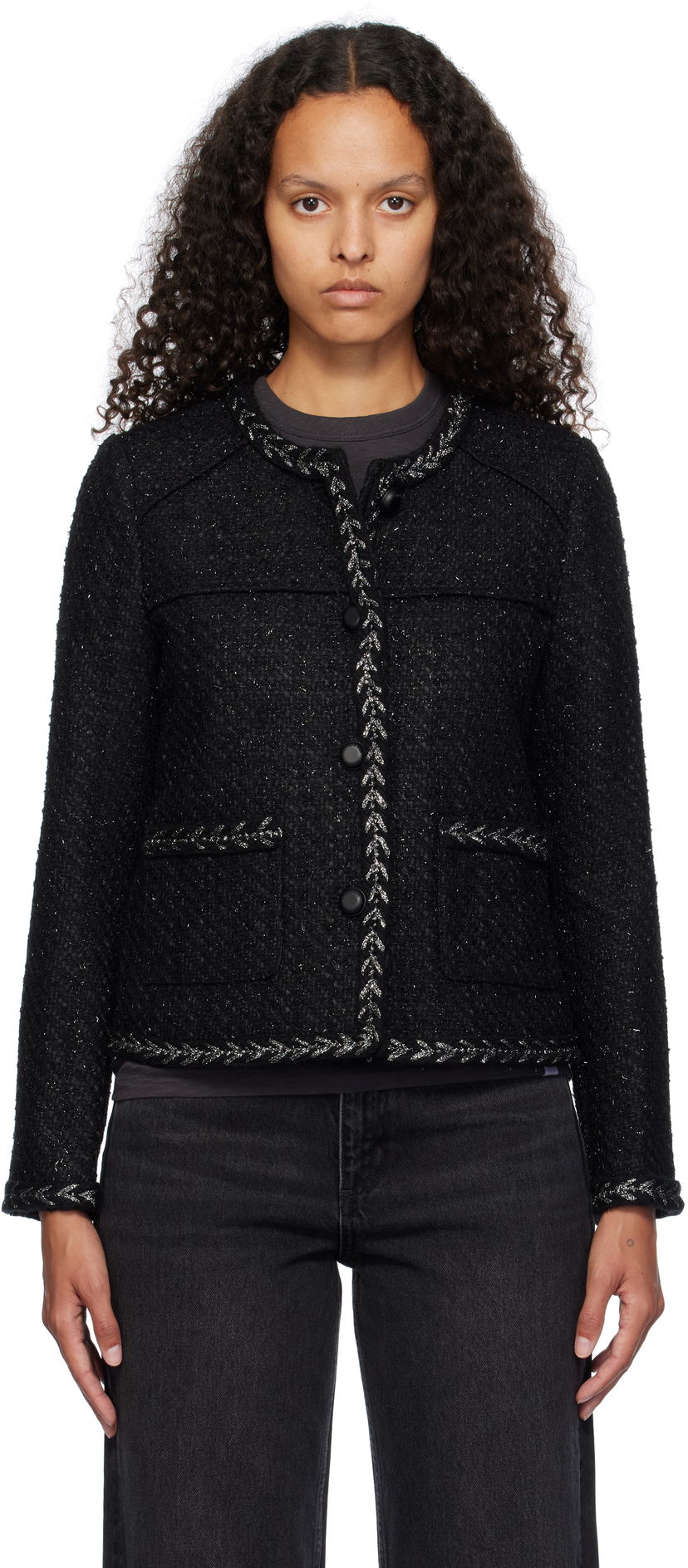 Jakke rag & bone rag & bone Mirabelle Tweed Jacket Sort | WAW24F40157915