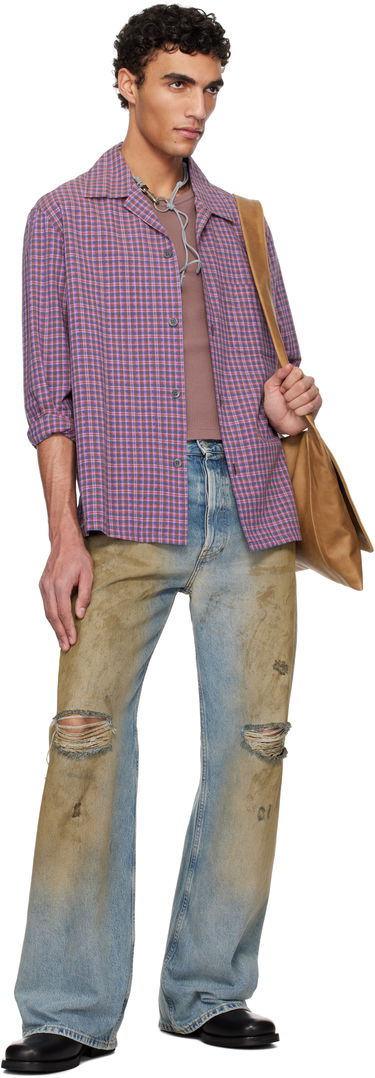 Skjorte OUR LEGACY Our Legacy Heusen Plaid Shirt Lilla | M2252HV, 4