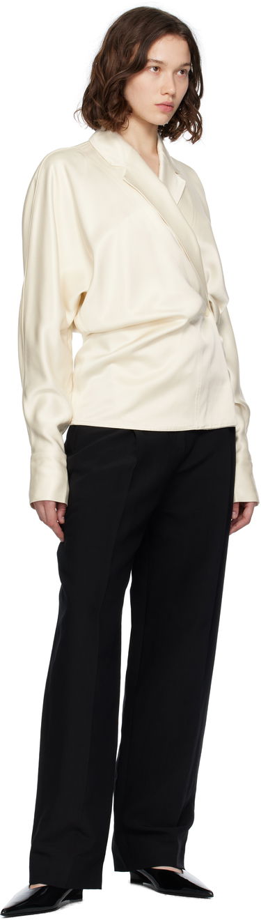 Skjorte TOTEME TOTEME Wrap Satin Blouse Beige | 253-WRT0543-FB0382, 3