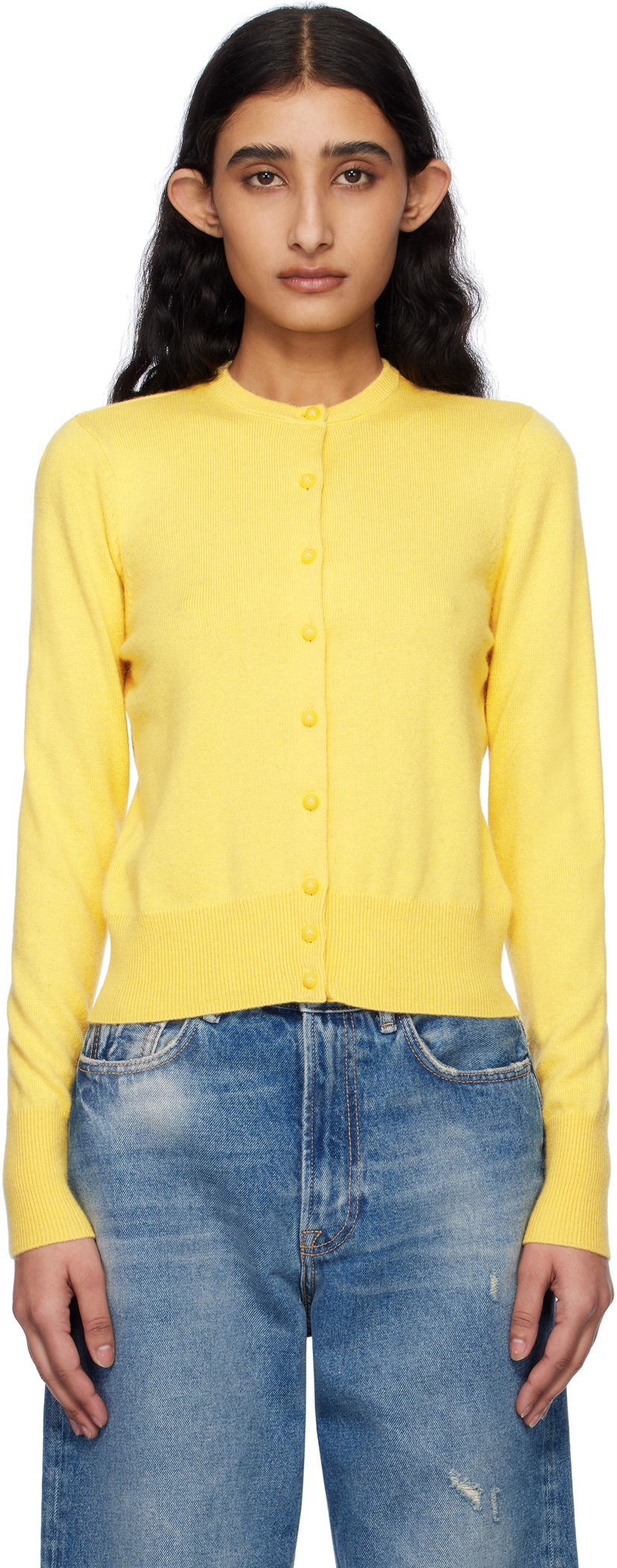 Sweater GUIZIO Guizio Emelie Cropped Cardigan Gul | S25106S047
