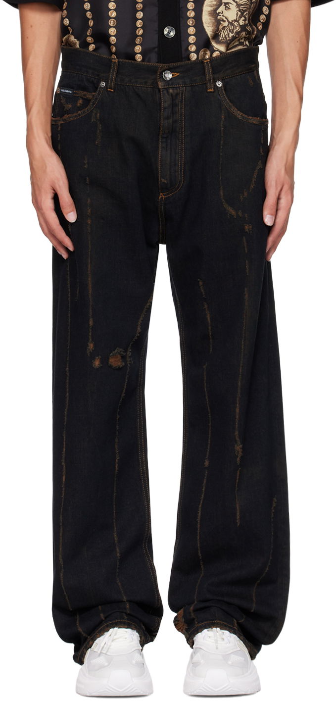 Jeans Dolce & Gabbana Black Wide-Leg Jeans Sort | GWVNXDG8JF0, 0