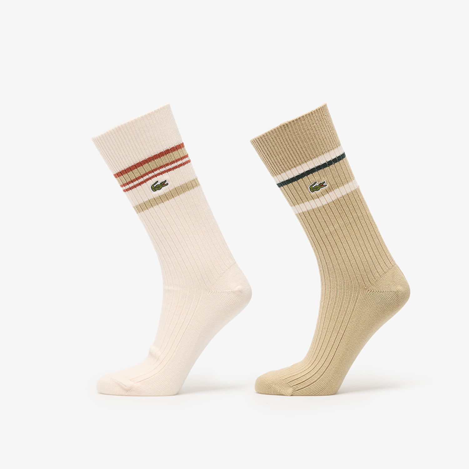 Sokker Lacoste Lacoste Striped Ribbed Socks Beige | RA5988 7PT, 0