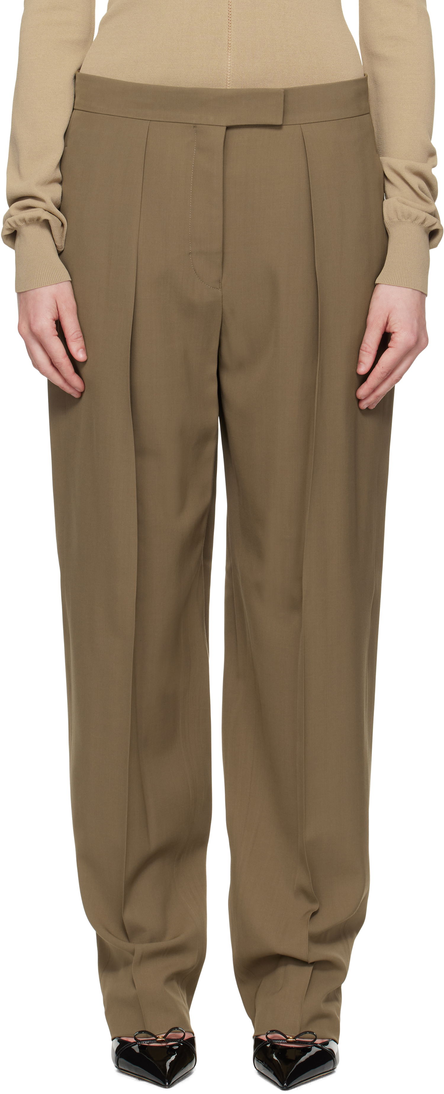Bukser FERRAGAMO Ferragamo Inverted Pleats Trousers Grøn | 782662, 0