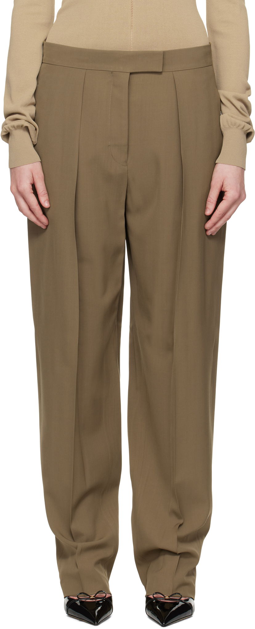 Bukser FERRAGAMO Ferragamo Inverted Pleats Trousers Grøn | 782662