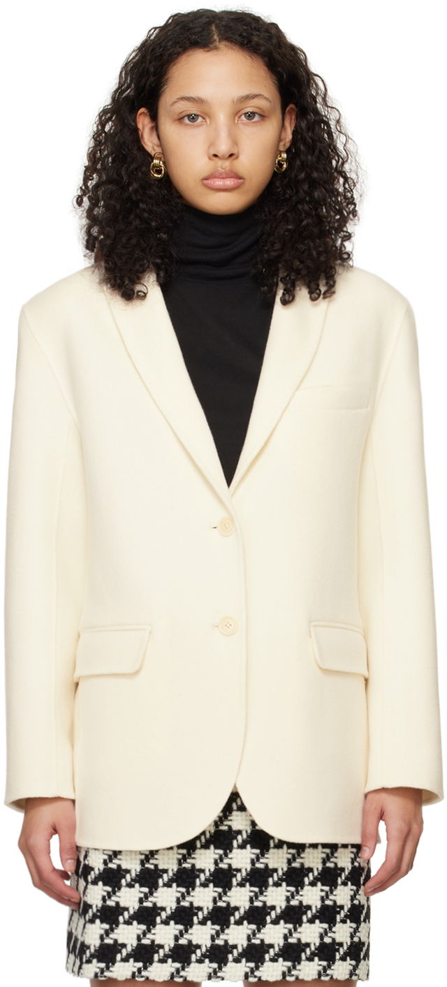 Jakke Anine Bing Anine Bing Women's Quinn Single-Breasted Blazer Hvid | A-01-7073-150, 0