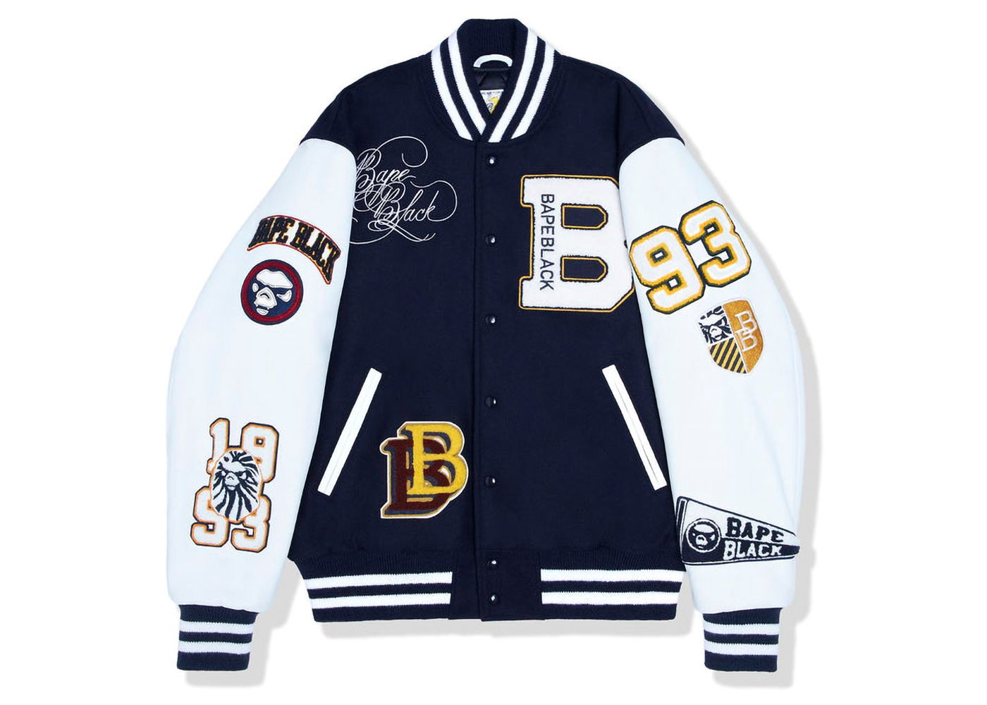 Jakke BAPE Black x Golden Bear Sportswear Varsity Jacket Mørkeblå | 1I73-141-907, 0