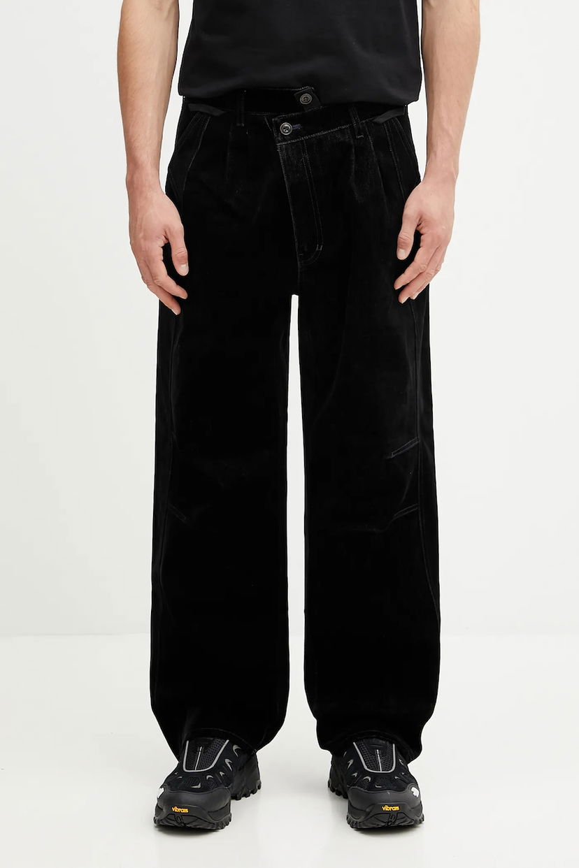 Bukser Andersson Bell Andersson Bell Crossover Carpenter Wide-Leg Velour Pants Sort | apa835m