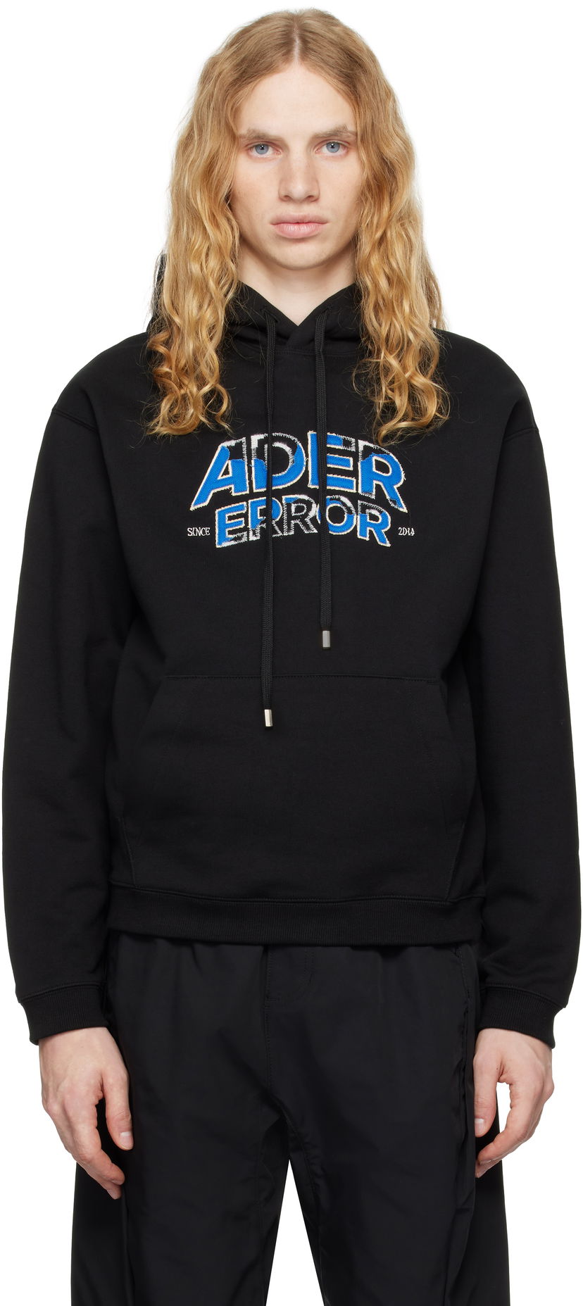 Sweatshirt ADER ERROR Distressed Logo Graphic Print Hoodie Sort | BN25FYHD0101BK