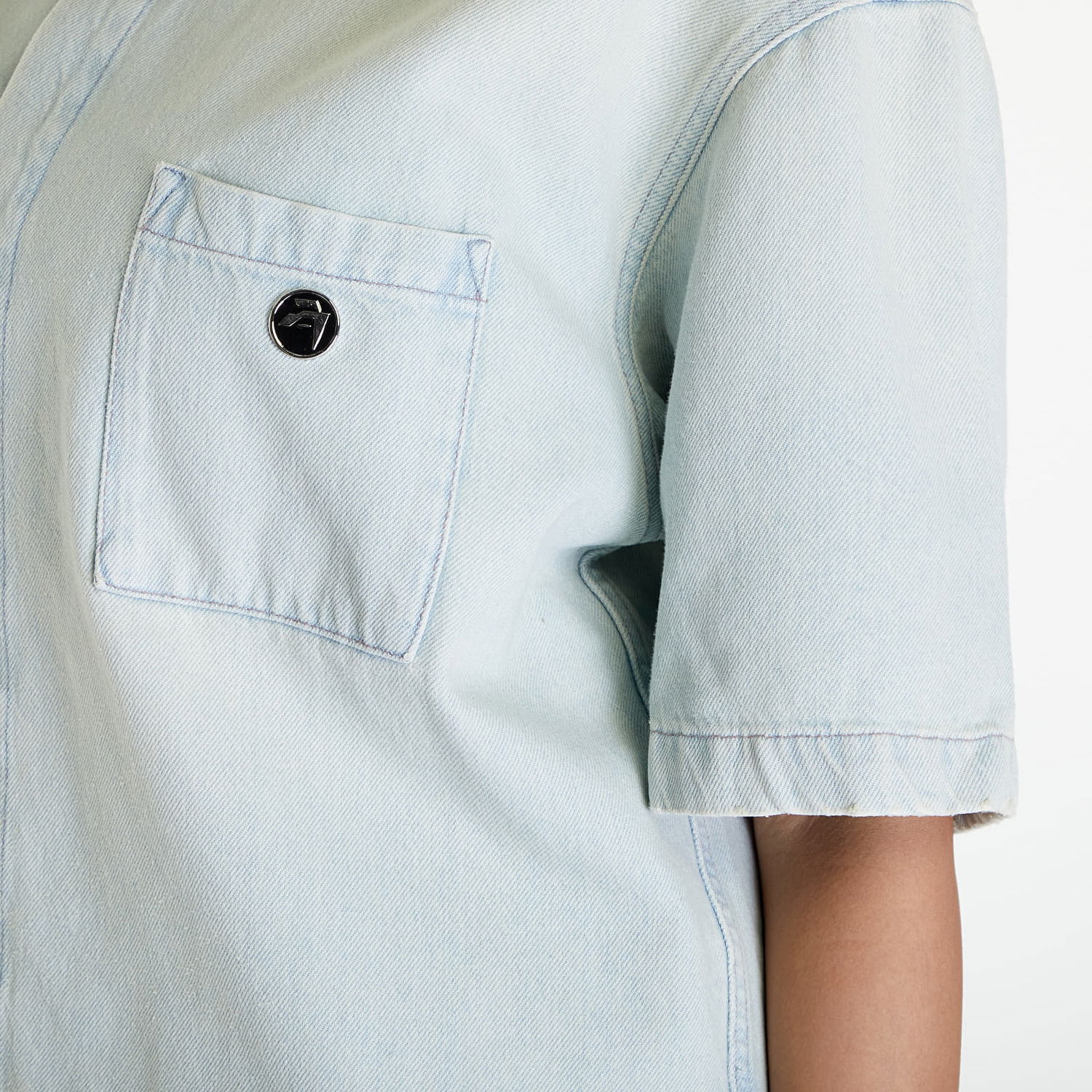 Skjorte Ambush Boxy Fit Denim Shirt UNISEX Light Blue Blå | BMYD001S24DEN0024200, 1
