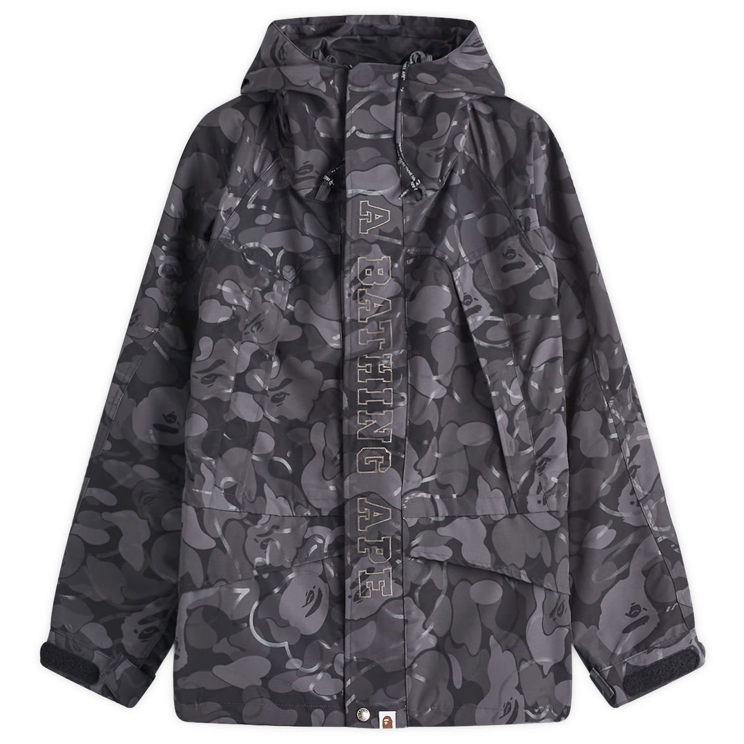 Vindjakke BAPE A Bathing Ape Laminated Camo Snowboard Jacket, Size Large Grå | 001LJK801001M-BLK, 0