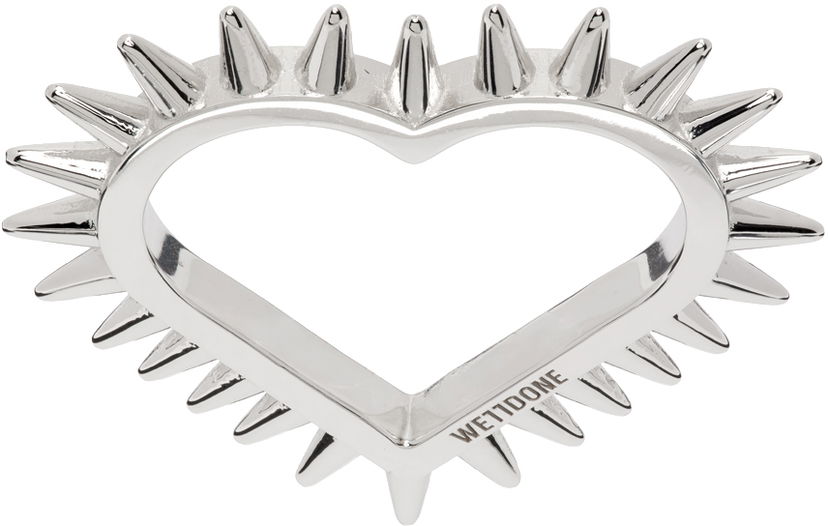 Ring We11done We11done Small Spike Heart Ring Metalisk | WD-AJ1-23-502-U-SV