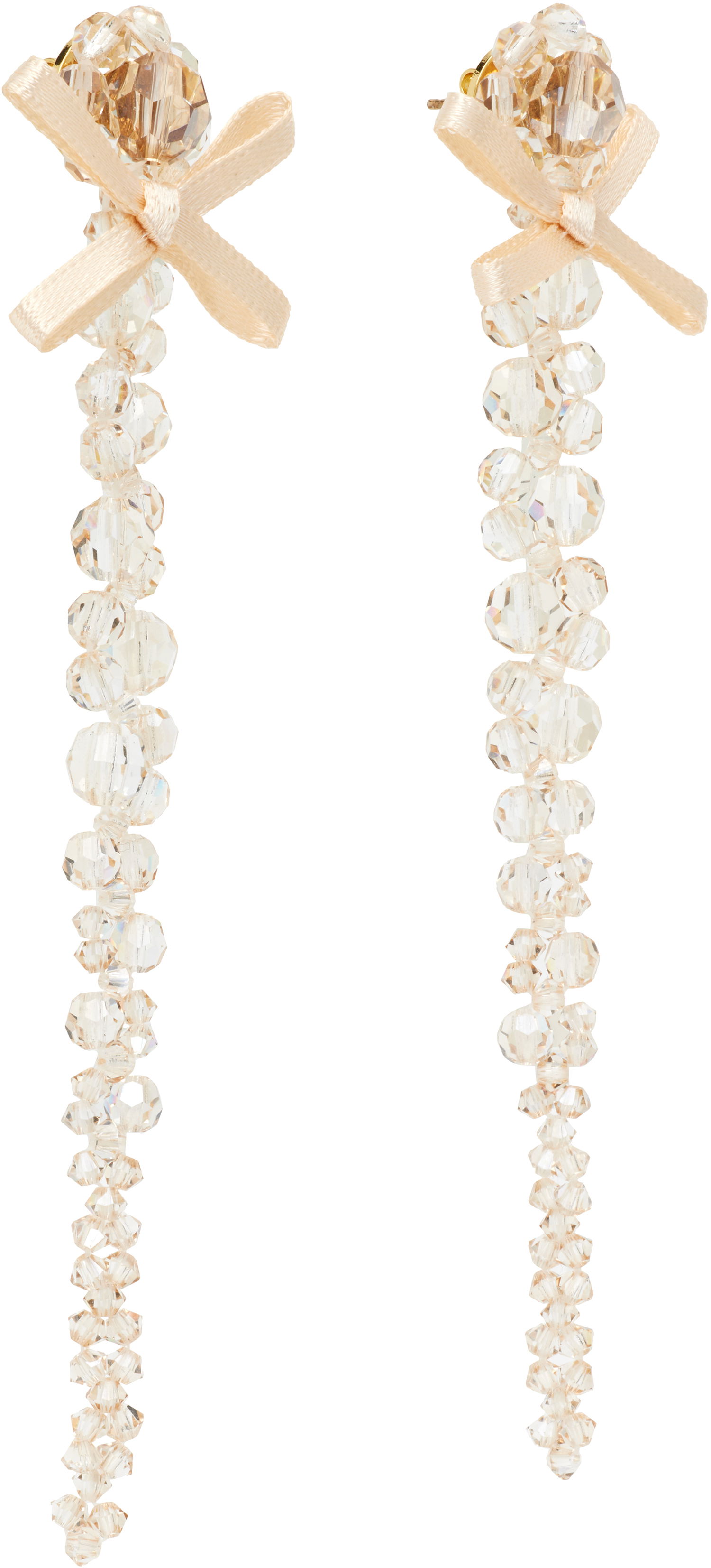 Øreringe Simone Rocha Simone Rocha Petite Bow Drip Faceted Crystal Bead Earrings Beige | ERG547 0903, 1